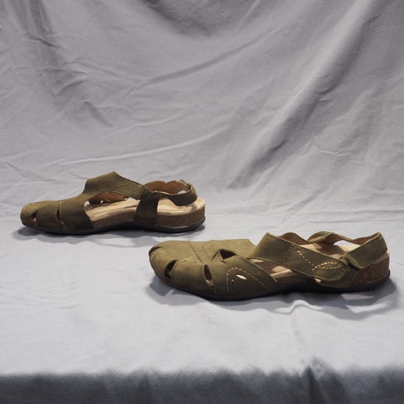 Earth Origins Sandals Womens 7 Wide Birdine Olive Green Slingback Leather Shoes - Picture 5 of 11